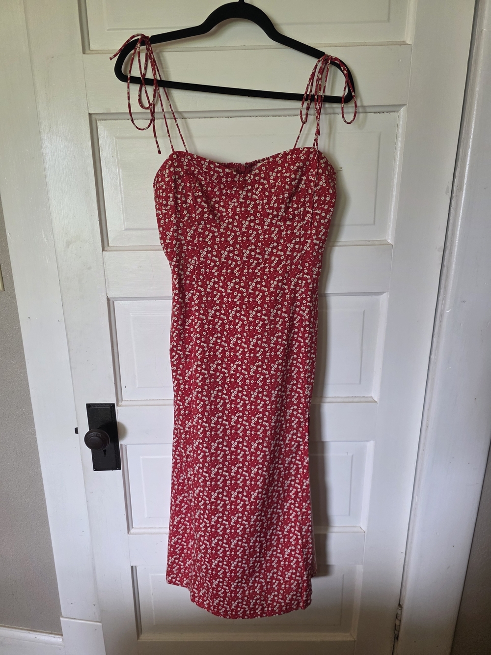 Red Floral Tie-Strap Sundress NWOT